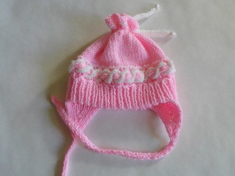 Strickanleitung Babymütze mit farbigem Zopf KU 35/40