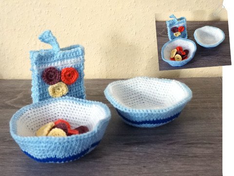 Häkelanleitung: Schüssel mit Müsli für den Kaufmannsladen