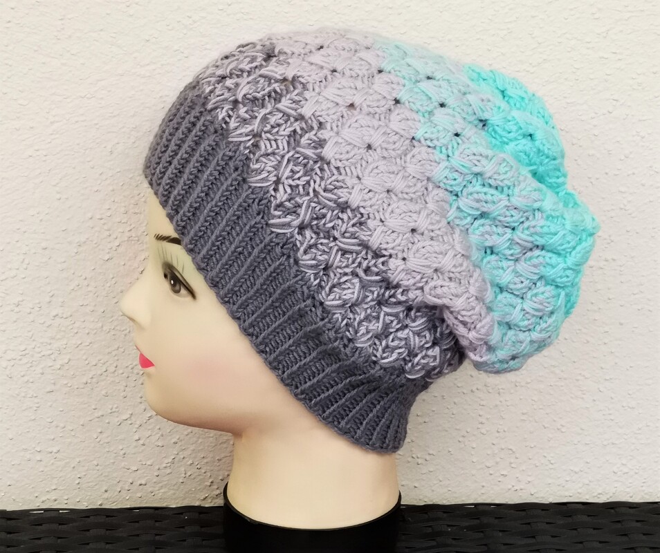 Mütze "mint" mit Farbverlauf, einfache Anleitung zum stricken, alle Größen