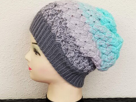 Mütze "mint" mit Farbverlauf, einfache Anleitung zum stricken, alle Größen