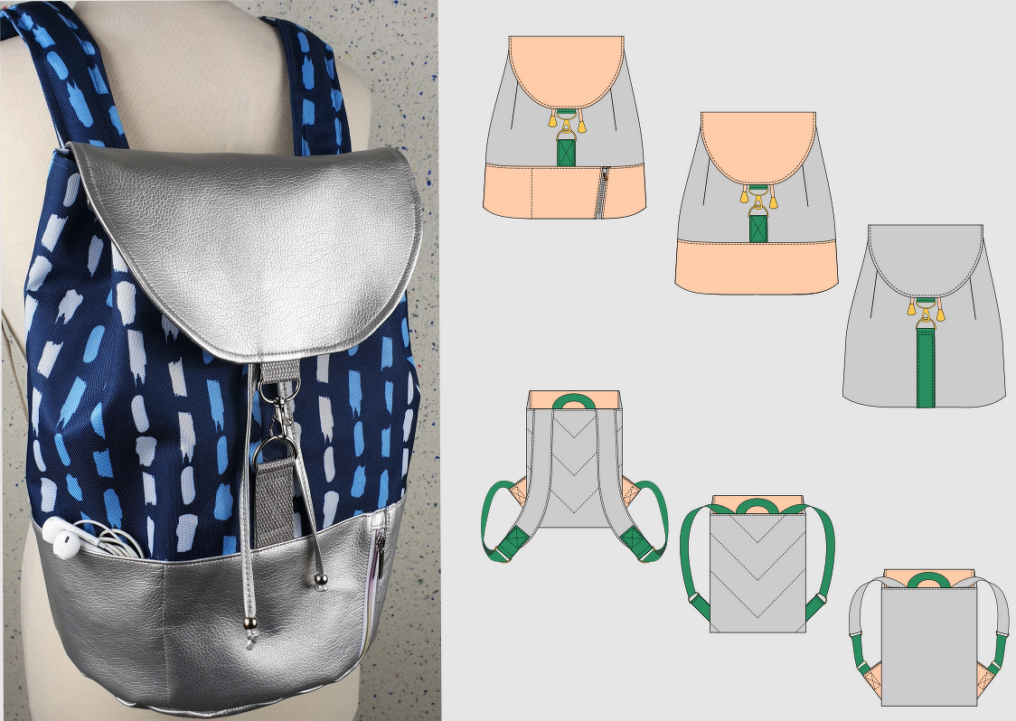 Leni – Rucksack mit Kordelzug in 2 Größen, für Freizeit &amp; Shopping, A4+A0