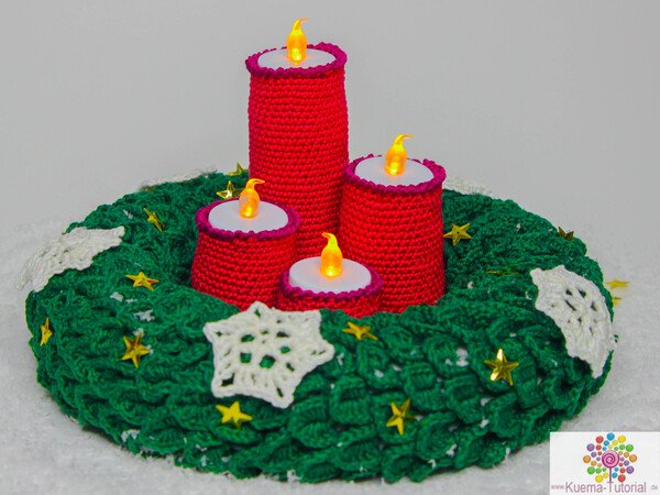 decorative advent wreath - crochet pattern