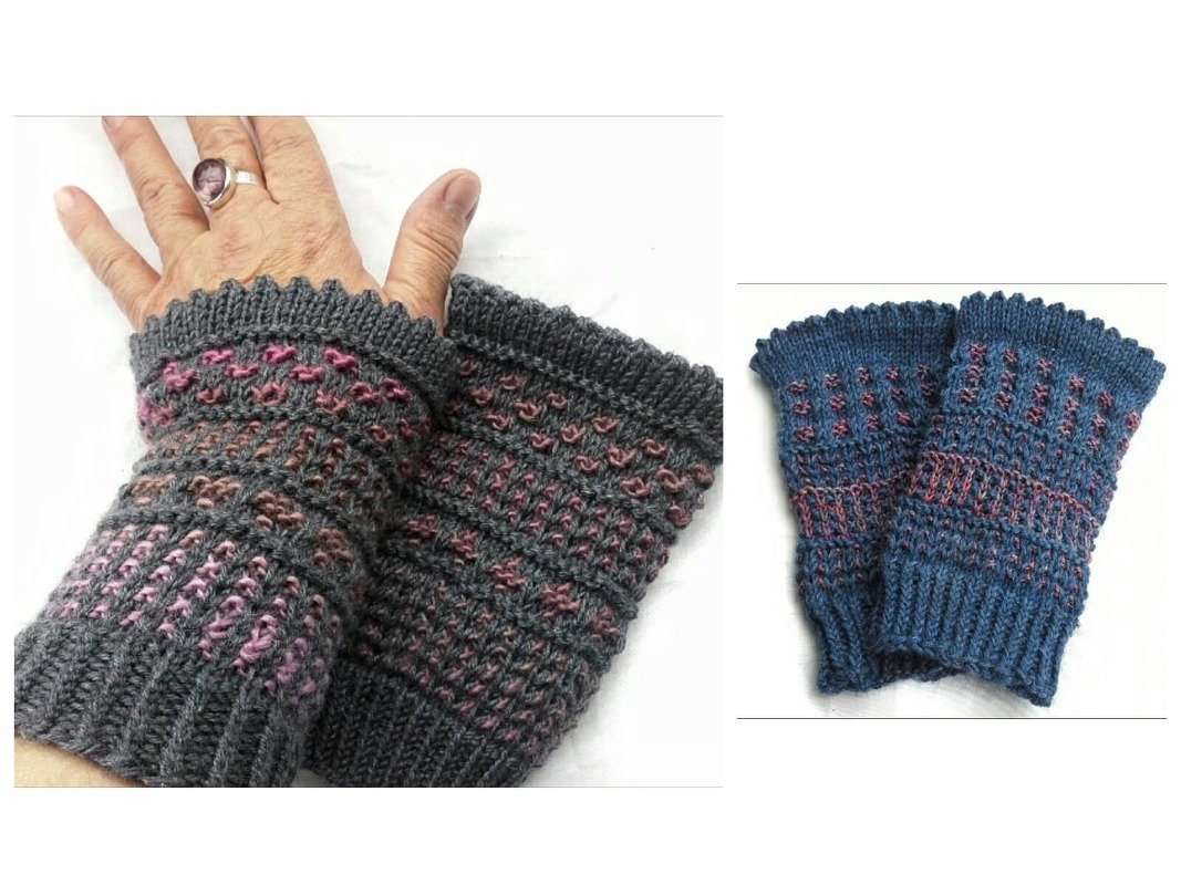 Handstulpen Hafja stricken Hebemaschen 2 Versionen Armstulpen Stulpen