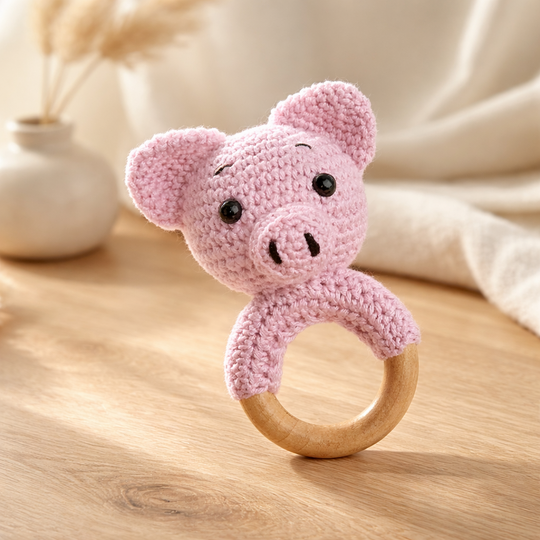 Häkelanleitung Schwein Rassel, Babyrassel häkeln