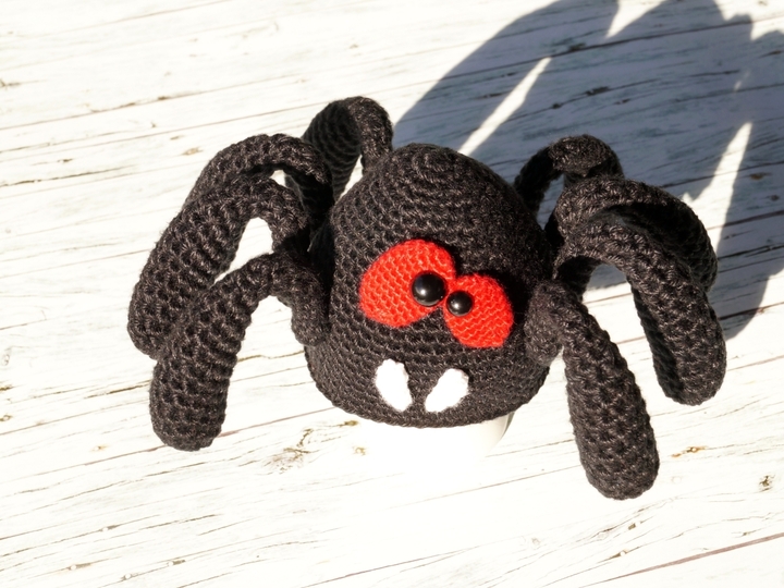 Eierwärmer Spinne (auch als Amigurumi möglich)