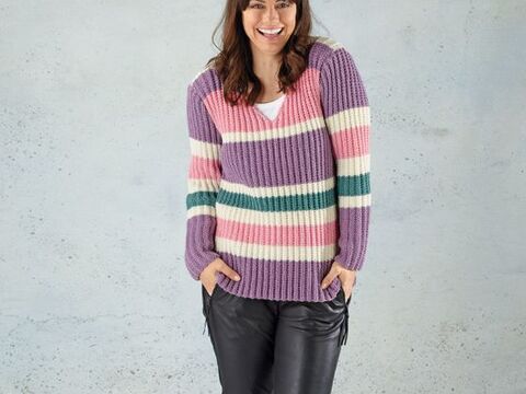 Strickanleitung Damenpullover "Cablé Roma" 760062