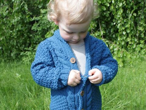 Strickanleitung Kinderjacke mit Schalkragen "Bozen" 760087