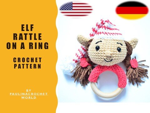 Elfenrassel auf einem Holzring Häkelanleitung