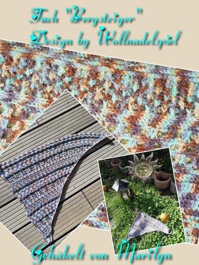 Tuch Bergsteiger -Asymetrisches Tuch Häkeln ohne Spitze