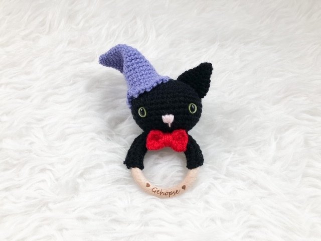 Häkelanleitung Babyrassel Halloween Katze "Luna" - Bild 2