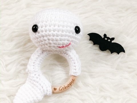 Häkelanleitung Babyrassel Gespenst "Casper"