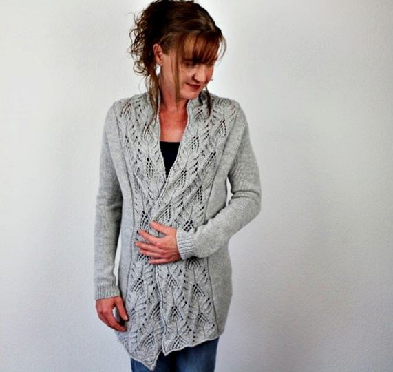 Knitting Pattern PDF Cardigan – Lace Knit Jacket with Shawl Collar