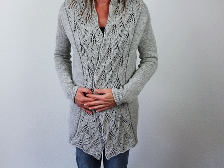 Knitting Pattern PDF Cardigan – Lace Knit Jacket with Shawl Collar