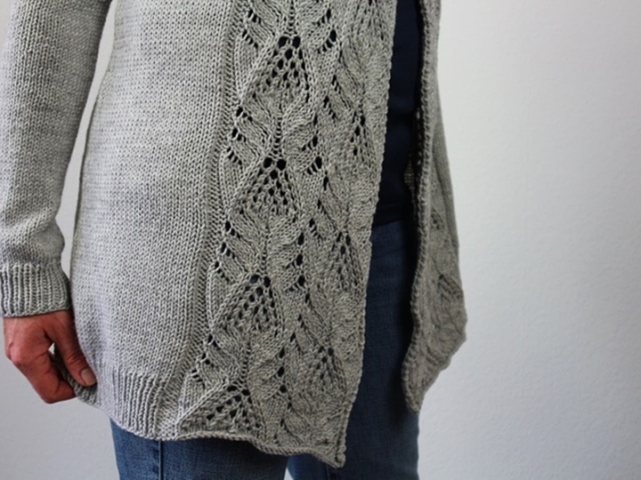 Knitting Pattern PDF Cardigan – Lace Knit Jacket with Shawl Collar