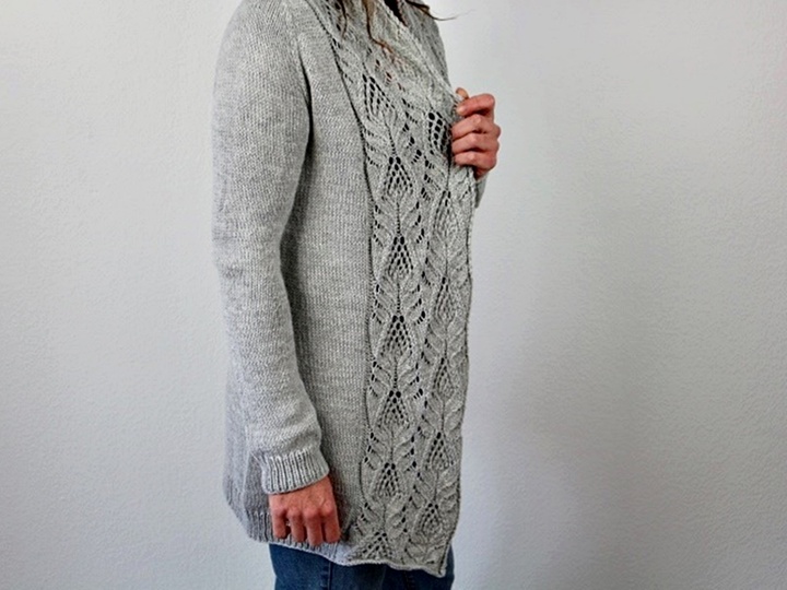 Knitting Pattern PDF Cardigan – Lace Knit Jacket with Shawl Collar