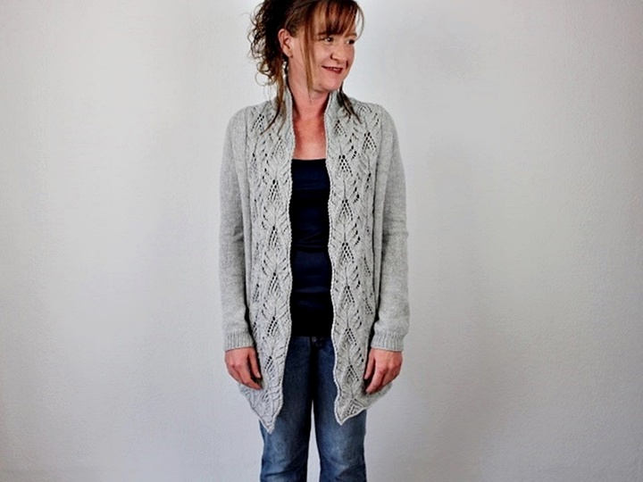 Knitting Pattern PDF Cardigan – Lace Knit Jacket with Shawl Collar