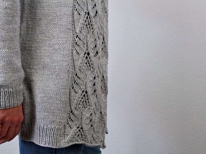 Knitting Pattern Seamless Top Down Cardigan with Lace and Shawl Collar PDF