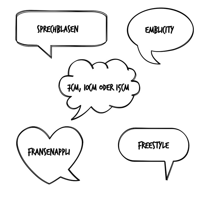 Sprechblasen Stickdatei, Fransenappli