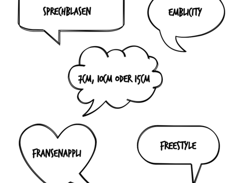 Sprechblasen Stickdatei, Fransenappli