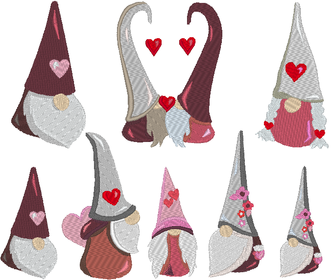 Herz Gnome Zwerg Stickdatei Valentinstag