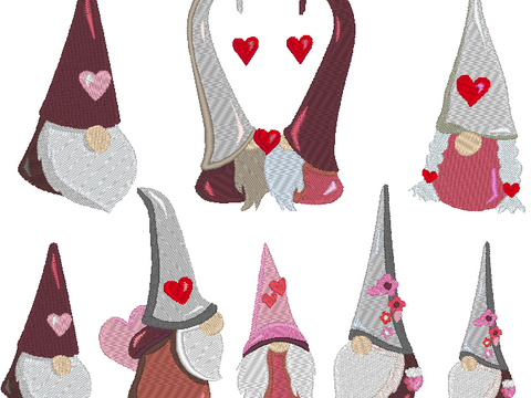 Herz Gnome Zwerg Stickdatei Valentinstag