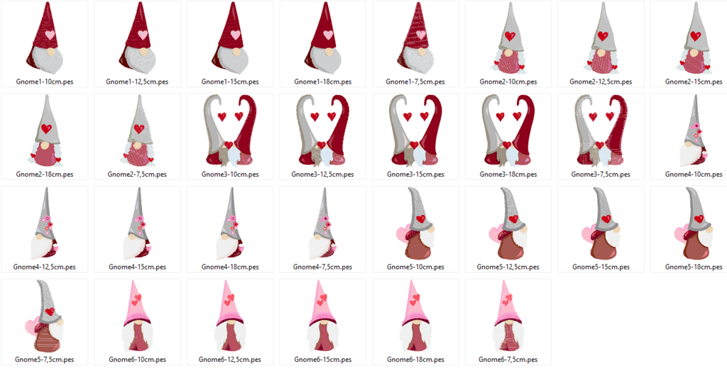 Herz Gnome Zwerg Stickdatei Valentinstag