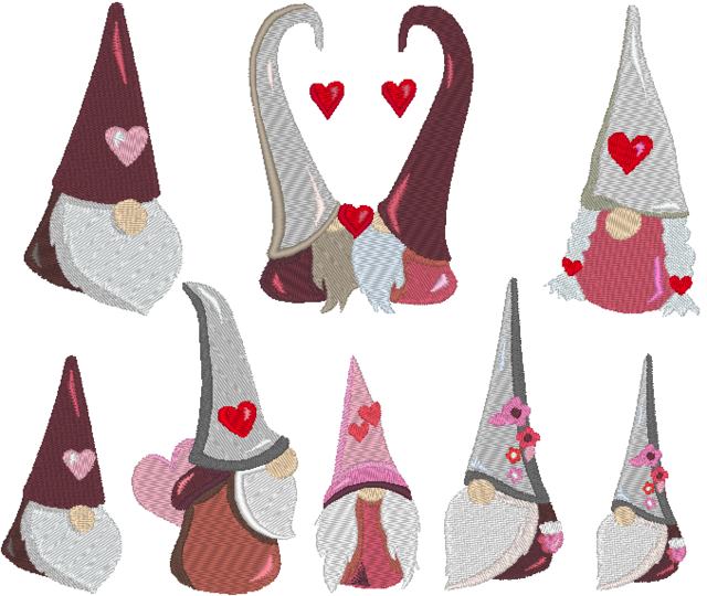 Herz Gnome Zwerg Stickdatei Valentinstag