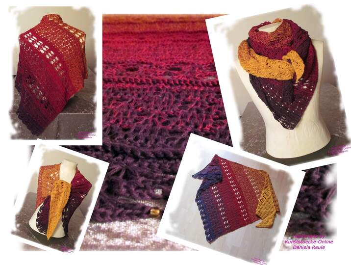 Tuch Mala häkeln asymmetrisches Tuch Dreieckstuch Schultertuch Häkeltuch