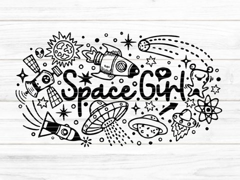 Space Girl Plotterdatei SVG DXF FCM