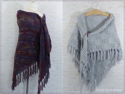 LaMino Häkelanleitung für ein XXL-Häkeltuch mit Waffelmuster und Fransen