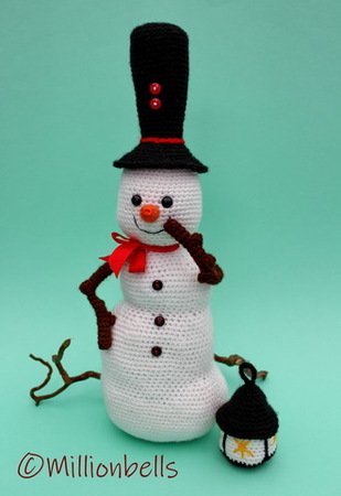 Snowman With Lantern Amigurumi PDF Crochet Lantern