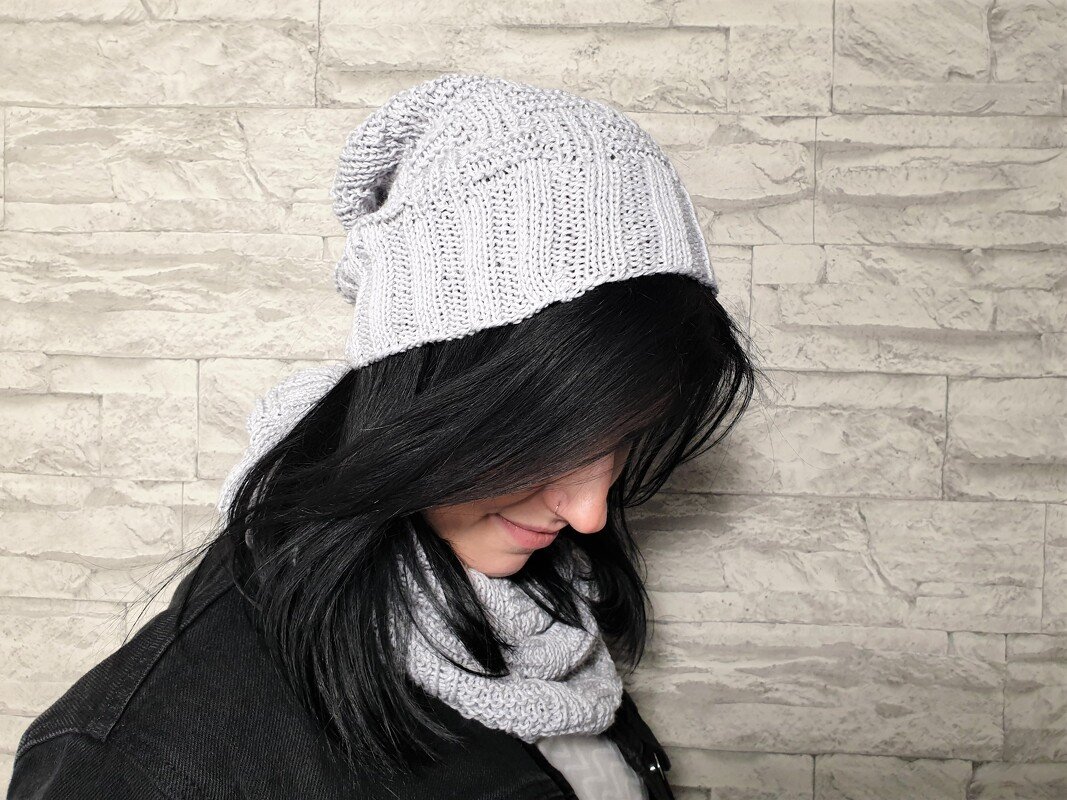 159 Strickanleitung Set Beanie Schlauchschal Karo - Bild 3