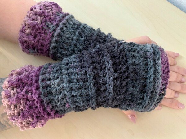 crochet pattern fingerless gloves / puffs "Melli"