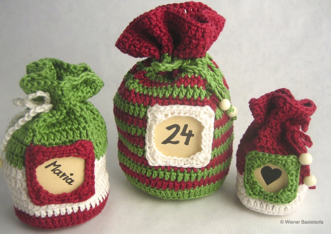 3 Geschenk-Beutel mit Einsteck-Rahmen für Papierschilder, Adventskalender, Geschenkverpackung