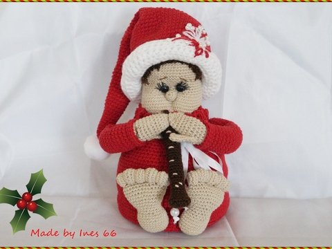 WEihnachtliche Deko, Türstopper   " Trudi spielt  Flöte und wartet auf Weihnachten "