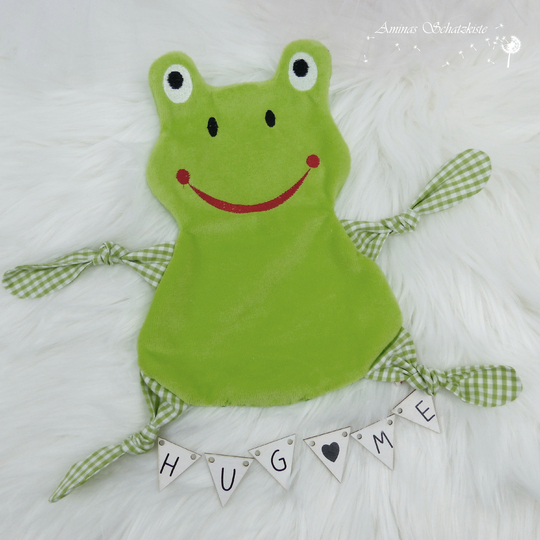 Stickdatei Frosch Kuscheltuch ITH in drei Größen