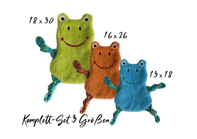 Stickdatei Frosch Kuscheltuch ITH in drei Größen