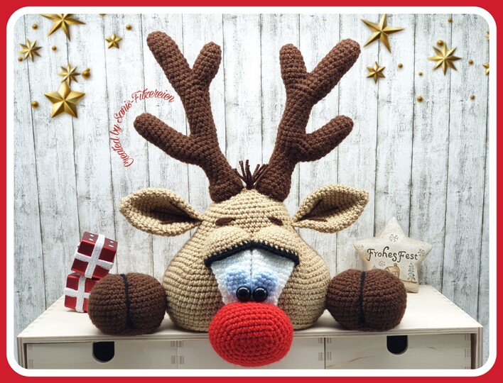 Häkelanleitung Kantengucker Rentier