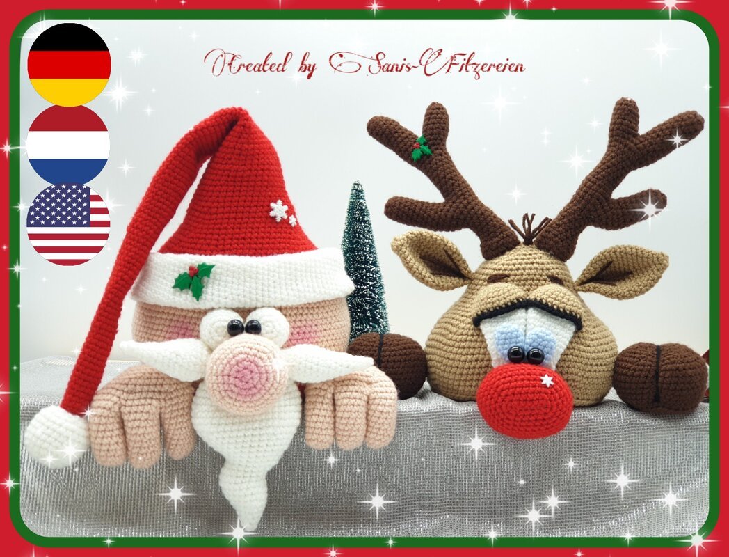 crochet pattern Santa Claus + Reindeer