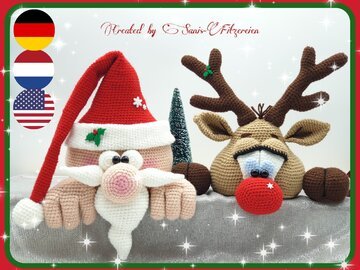Doppelpack Kantengucker Rentier und Weihnachtsmann
