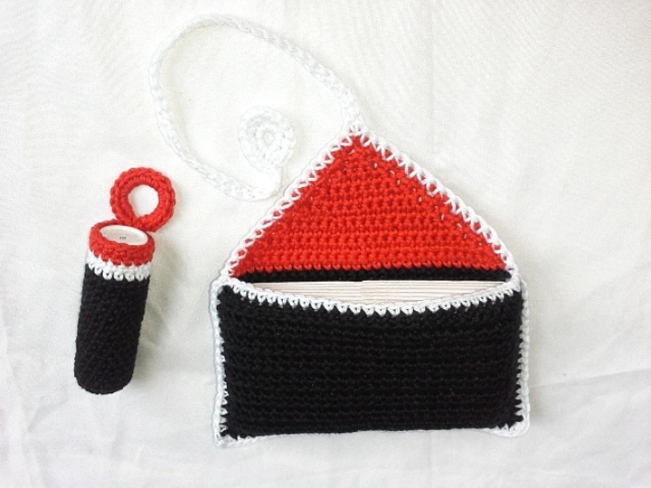Taschentuch-Tasche & Lippenstifthülle häkeln Feuerzeughülle Anleitung Tatüta Taschentuch Tasche Lippenstift