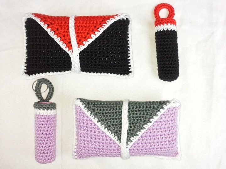 Taschentuch-Tasche & Lippenstifthülle häkeln Feuerzeughülle Anleitung Tatüta Taschentuch Tasche Lippenstift