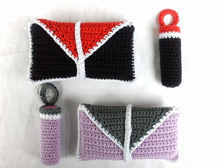 Taschentuch-Tasche & Lippenstifthülle häkeln Feuerzeughülle Anleitung Tatüta Taschentuch Tasche Lippenstift