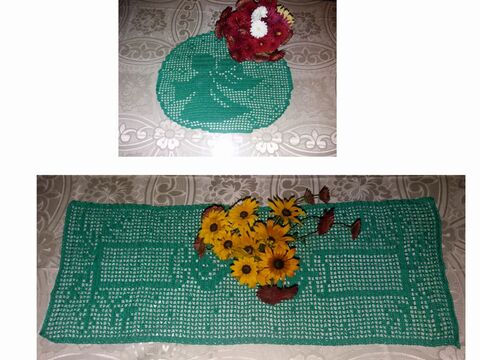 Tischläufer Set Weihnachten Kerze und Engel