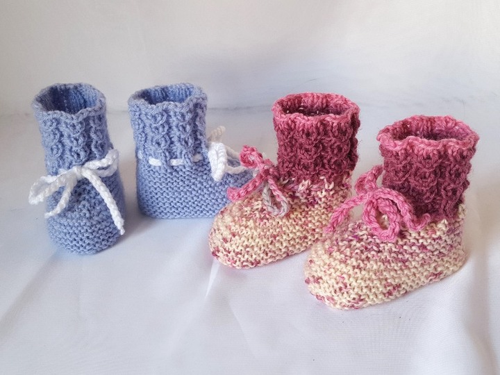 Strickanleitung Babyschuhe, Baby-Booties, Sohlenlänge 9 bzw. 10 cm