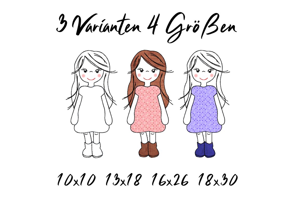 Stickdatei Girl Applikation in vier Größen und drei Varianten