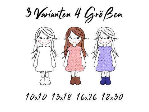 Stickdatei Girl Applikation in vier Größen und drei Varianten