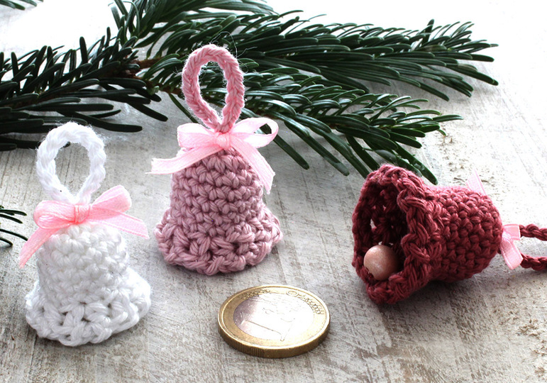 Crochet Pattern Cute Bells in 3 Sizes – Tree Ornaments, Gift Tags