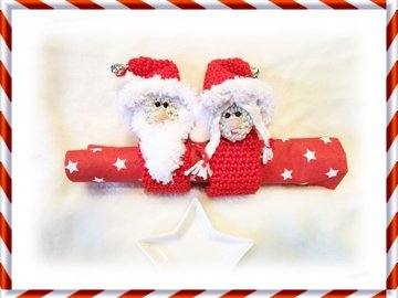 Häkelanleitung Serviettenringe / Anhänger Weihnachtsmann