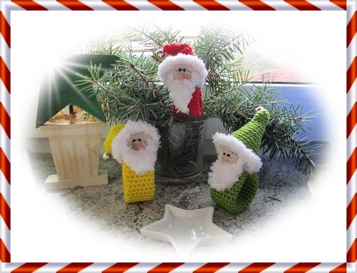 Häkelanleitung Serviettenringe / Anhänger Weihnachtsmann